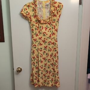 Bernie Dexter Cherry Print Yellow Dress